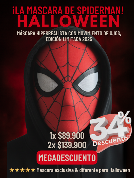 Mascara Halloween Spiderman con ojos movibles + 🎁 1 Mes Disney Plus