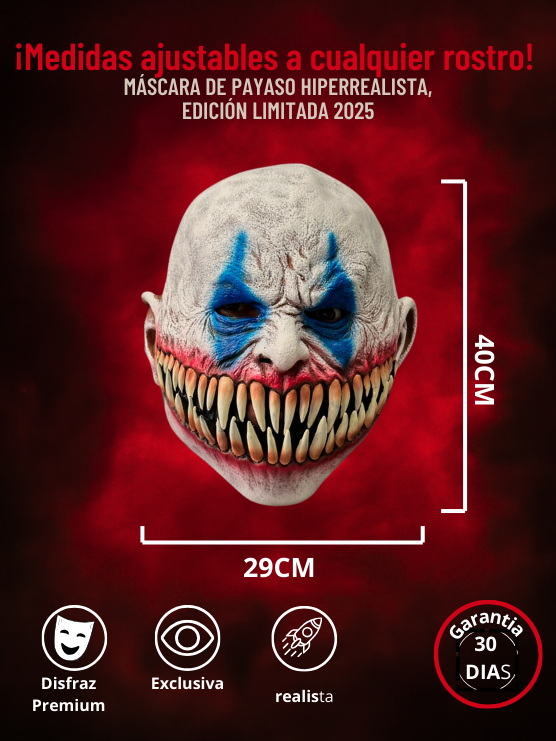 Mascara Payaso Hiperrealista - Edición Limitada + 🎁 1 mes Disney Plus