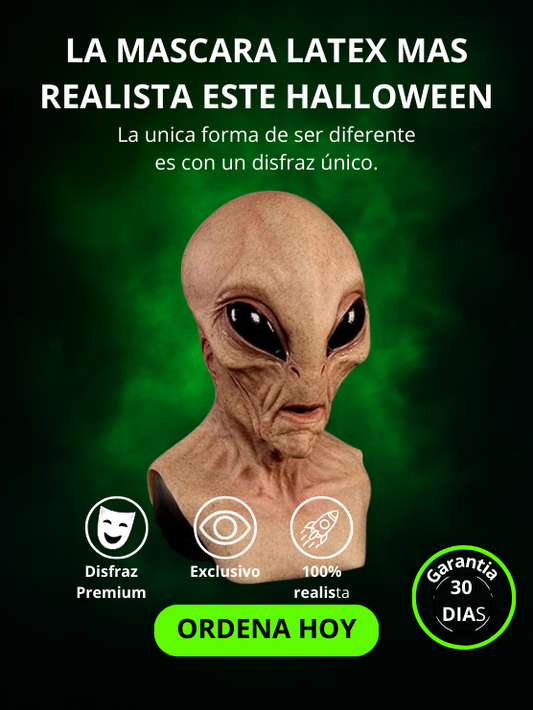 Mascara Látex Alíen Hiper-Realista - EL mejor disfraz para Halloween