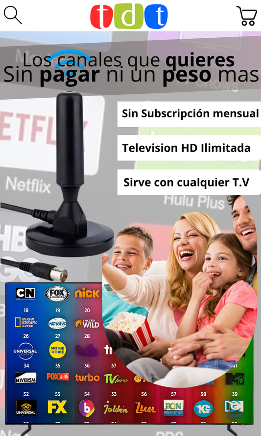 Antena Premium TDT - Sin subscripciones, con canales HD